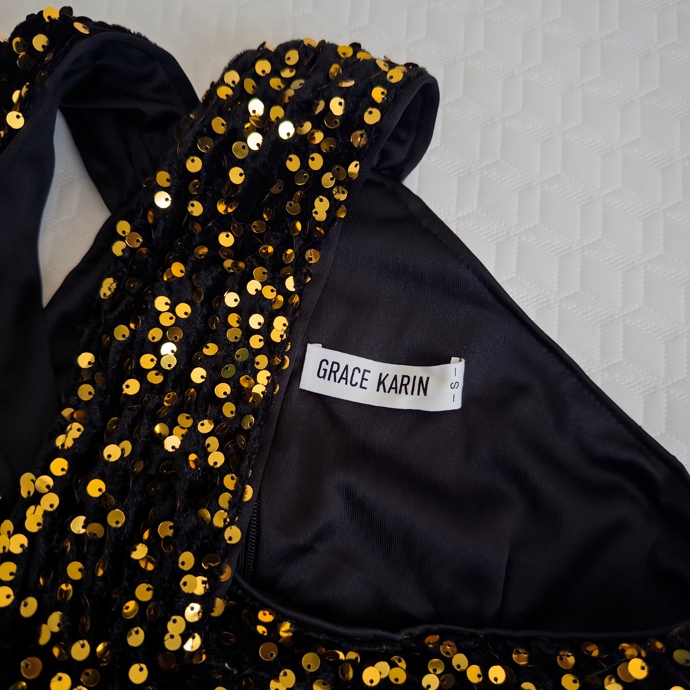 Grace Karin Black and Gold Strapless Dress - Picture 8 of 9